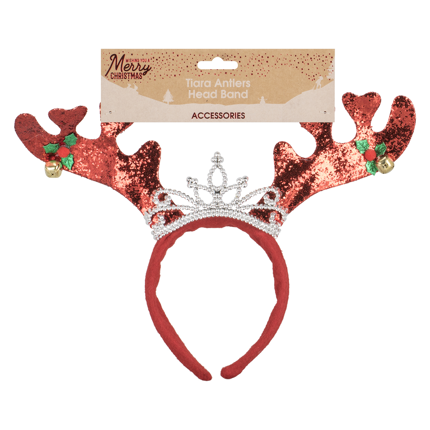 Christmas Antler Tiara Headband - Red Image