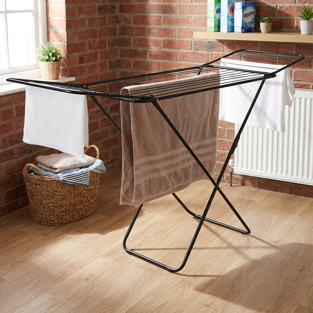 Living Solutions Wire Clothes Airer 18m - Black Image 8