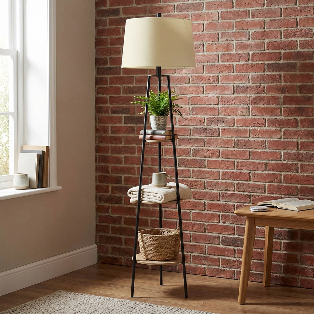 Industrial Hendrick Shelf Floor Lamp Image 2