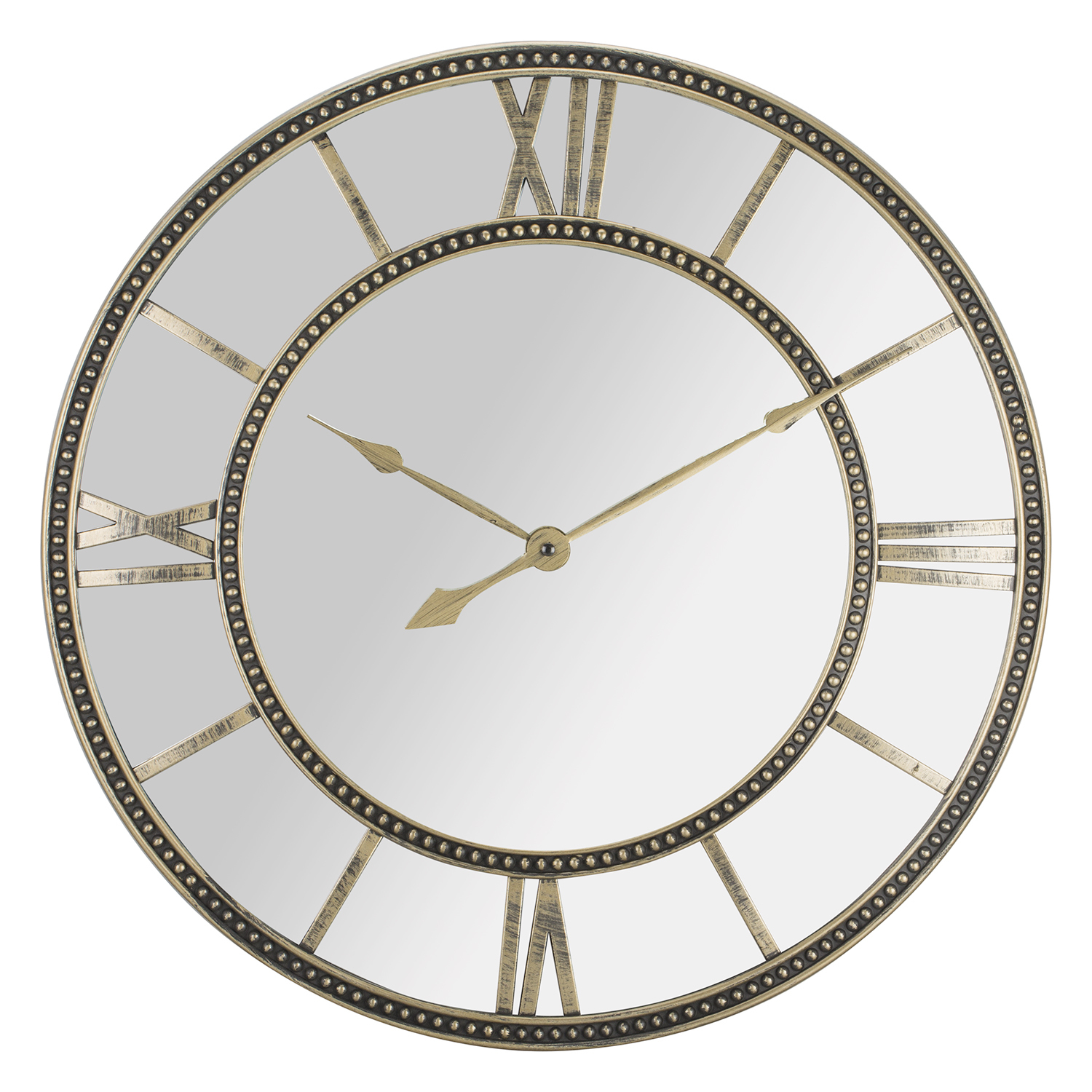 Vintage Brass Mirror Beaded Clock Image