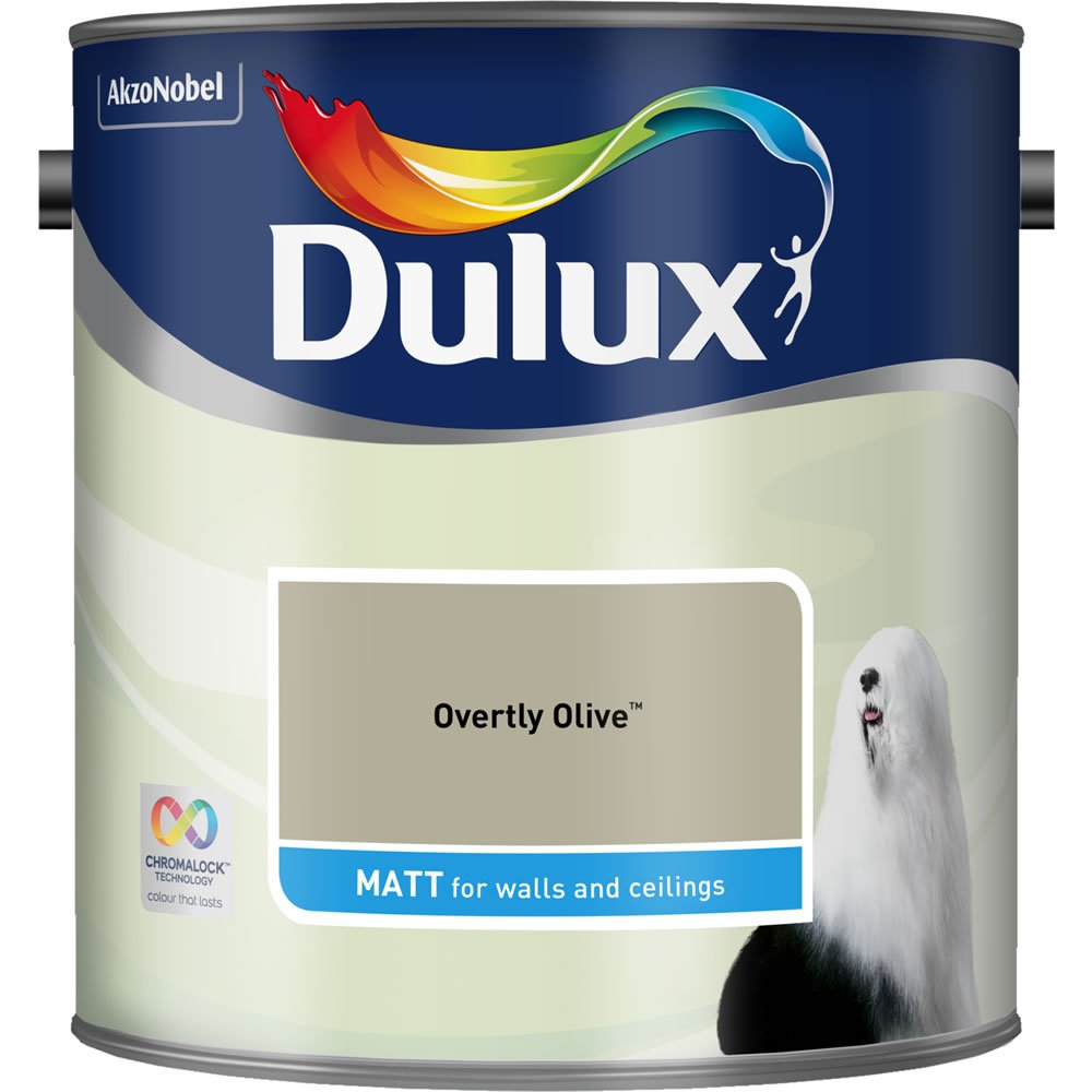Dulux Walls & Ceilings Overtly Olive Matt Emulsion Paint 2.5L Image 2