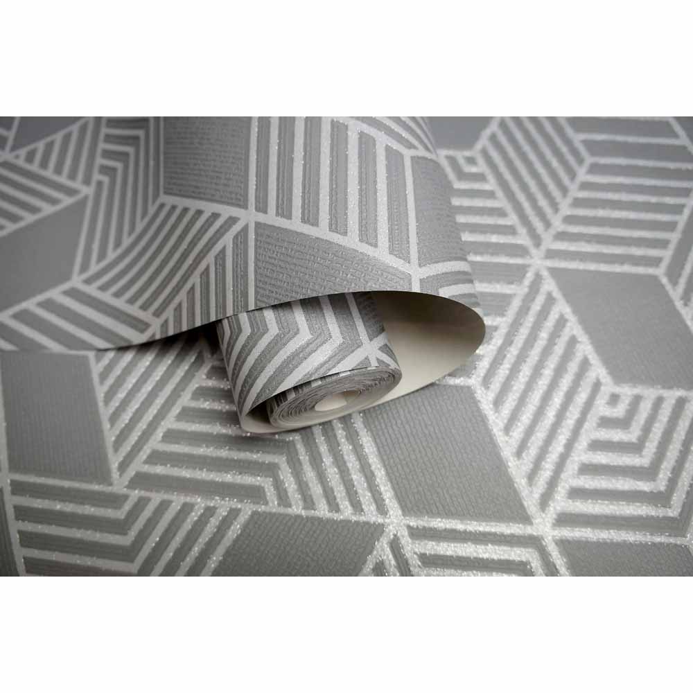 Holden Astonia Geometric Stripe Charcoal Wallpaper Image 3