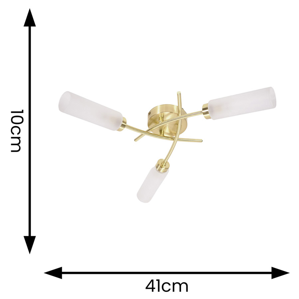 ValueLights Maya Brushed Gold 3 Way Curved Cross Over Flush LED Ceiling Light Image 5