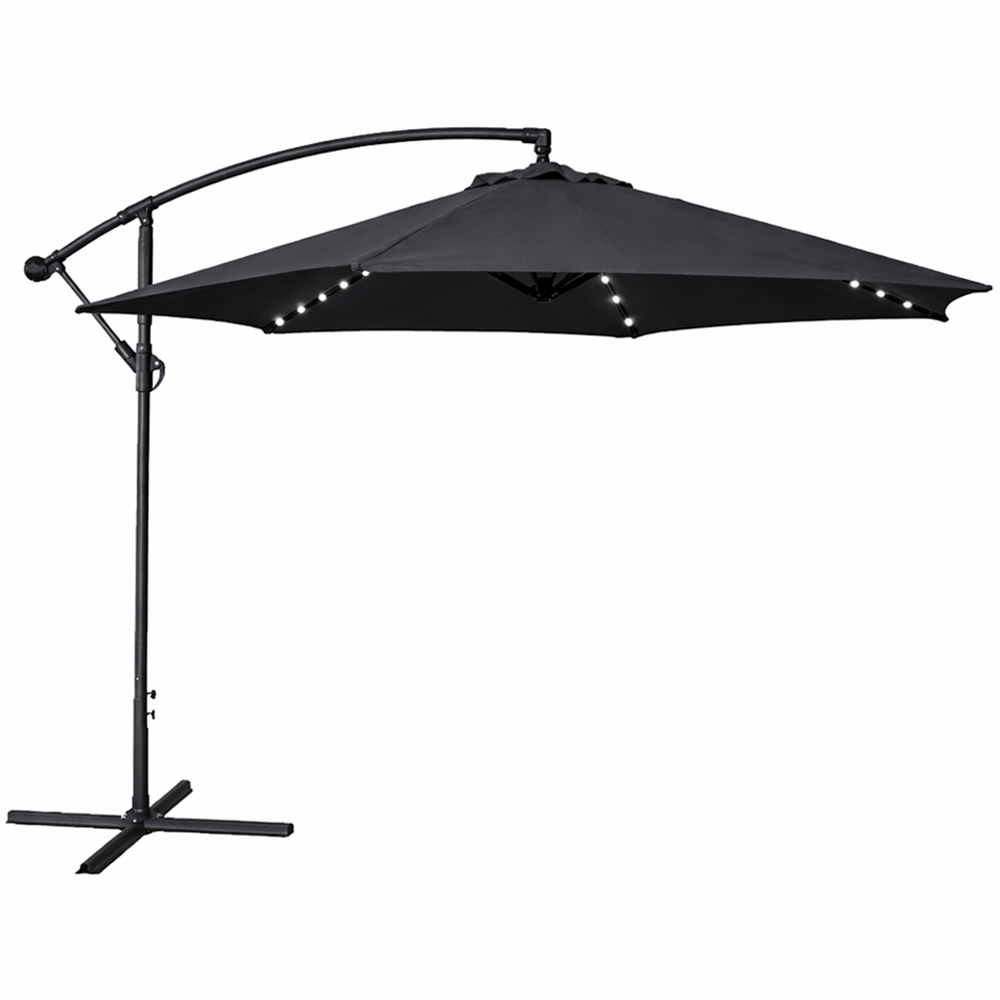 Jack Stonehouse Black 24 Solar LED Crank Banana Hanging Parasol 3m Image 1