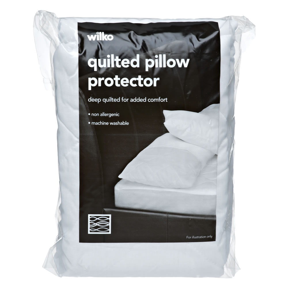 Wilko White Anti-Allergy Quilted Pillow Protector 75 x 50cm Image