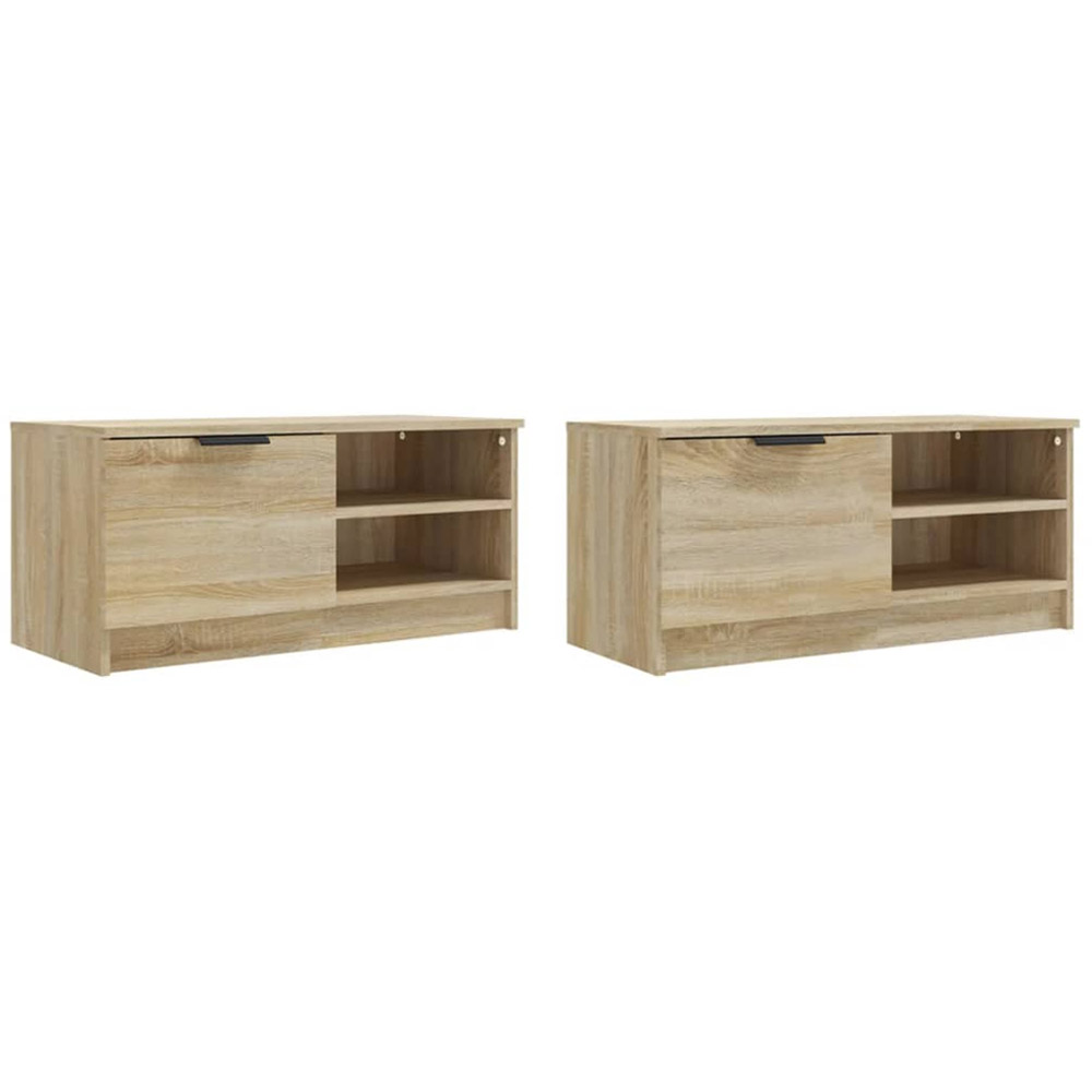 vidaXL 2 Door 2 Open Shelf Sonoma Oak TV Cabinet Set of 2 Image 4
