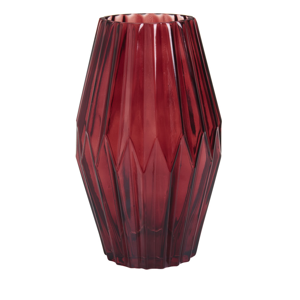 brumoso Complaciente grano Wilko Glass Geometric Vase Red | Wilko