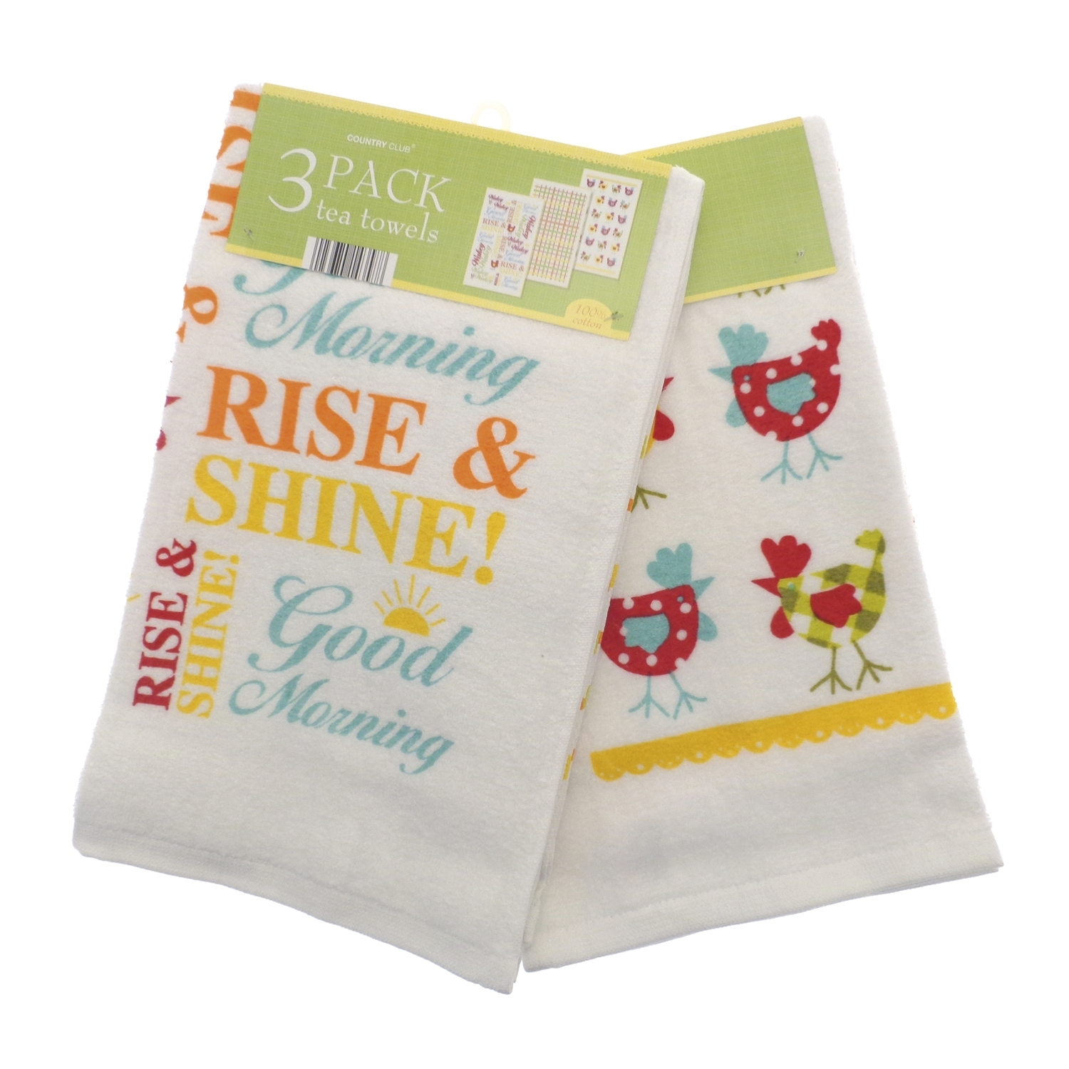 Pack of 3 Wakey Wakey Velour Tea Towels Image