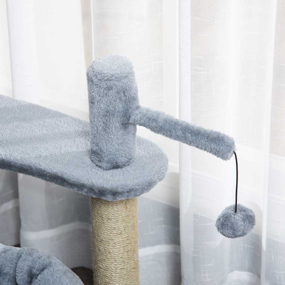 PawHut Cat Tree Tower with Scratching Post and Toy Image 8