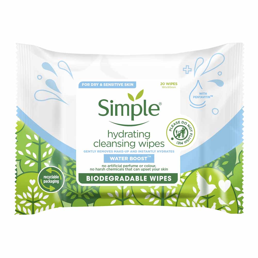 Simple Water Boost Wipes biodegrad 20pk Image 2