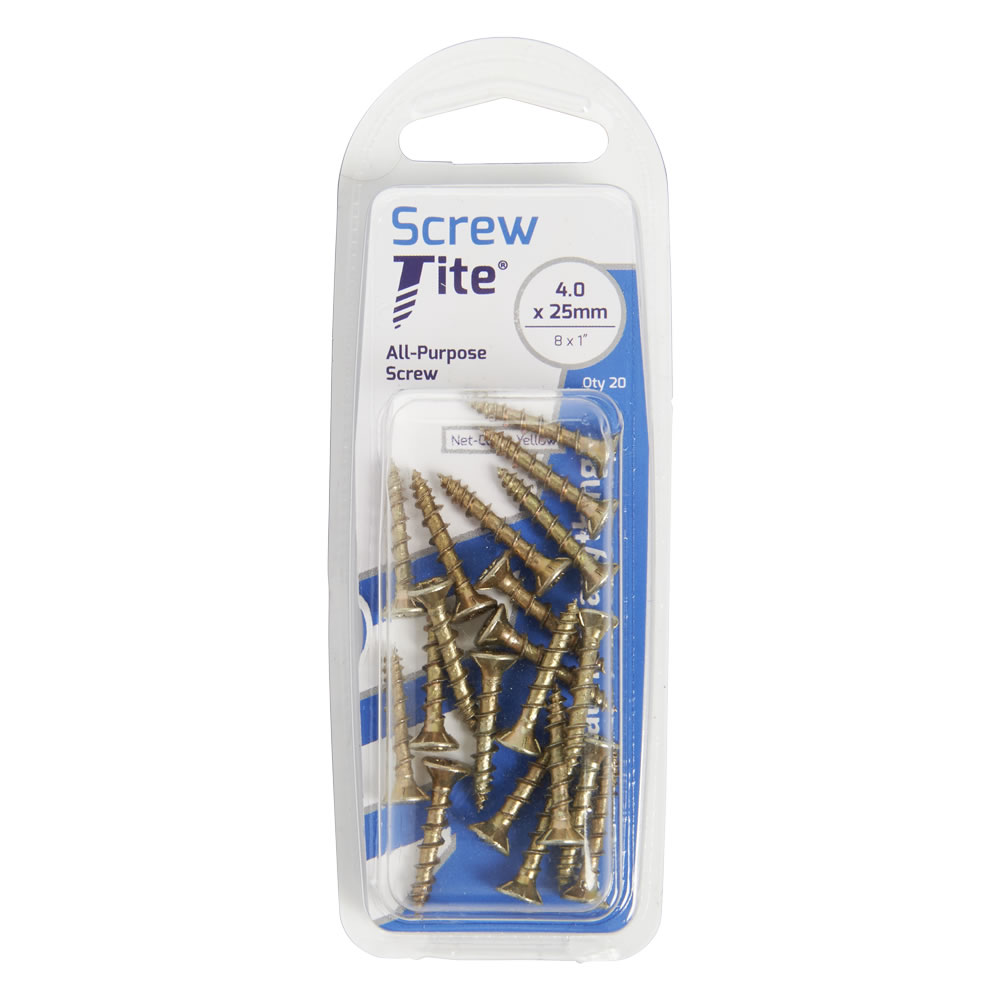 Screw Tite 4.0 x 25mm Screw Net Coat Yellow 20 Pack Image 2
