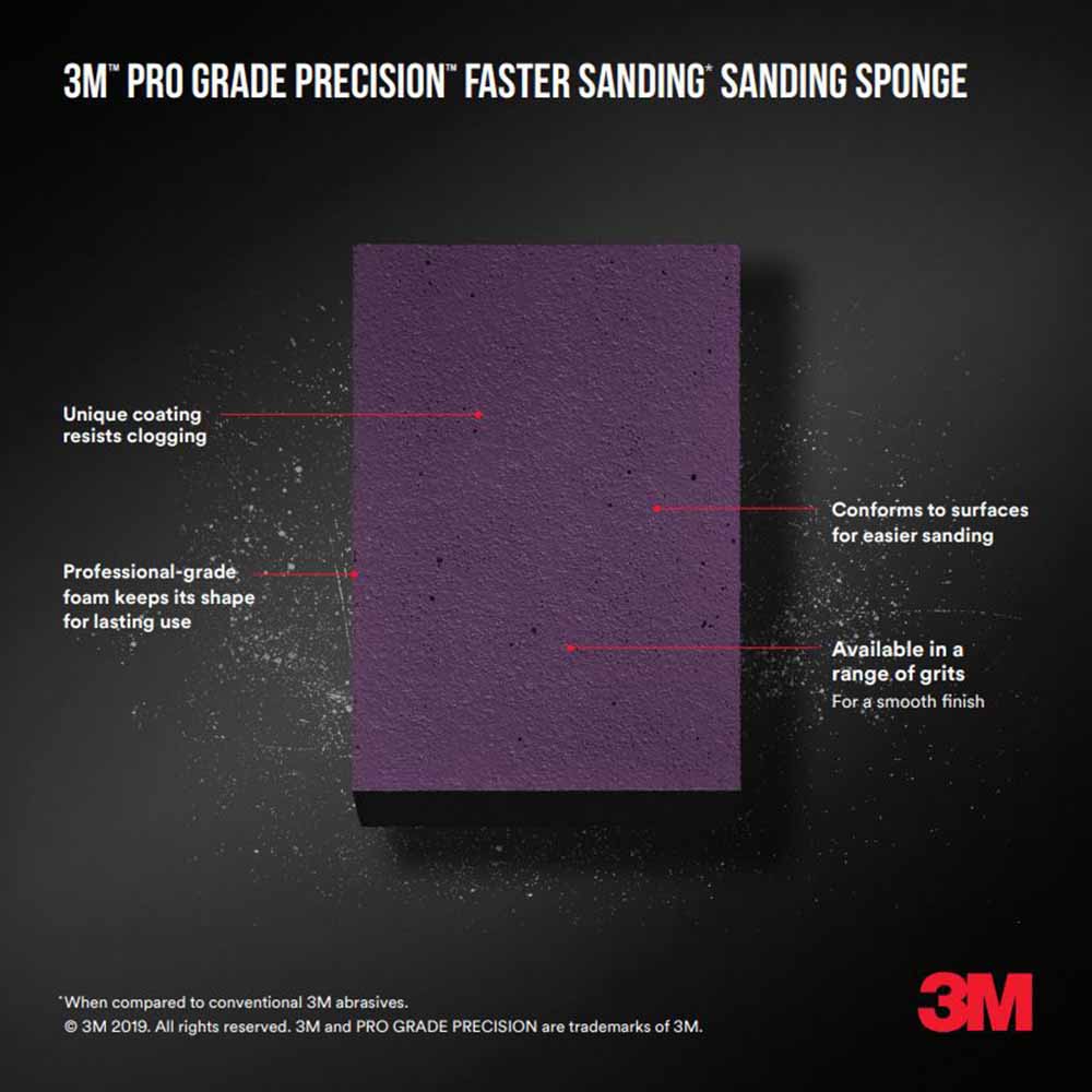 3M Pro Grade Faster Sanding Block Sponge 120 Grit Image 2