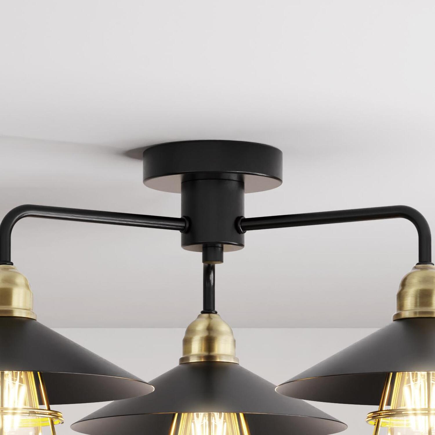 Dylan 3 Arm Ceiling Fitting Black Image 5