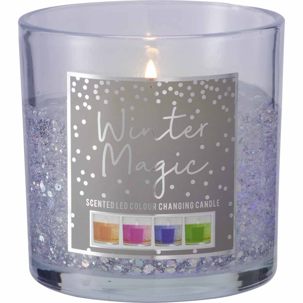 Wilko LED Colour Changing Candle Silver Winter Image