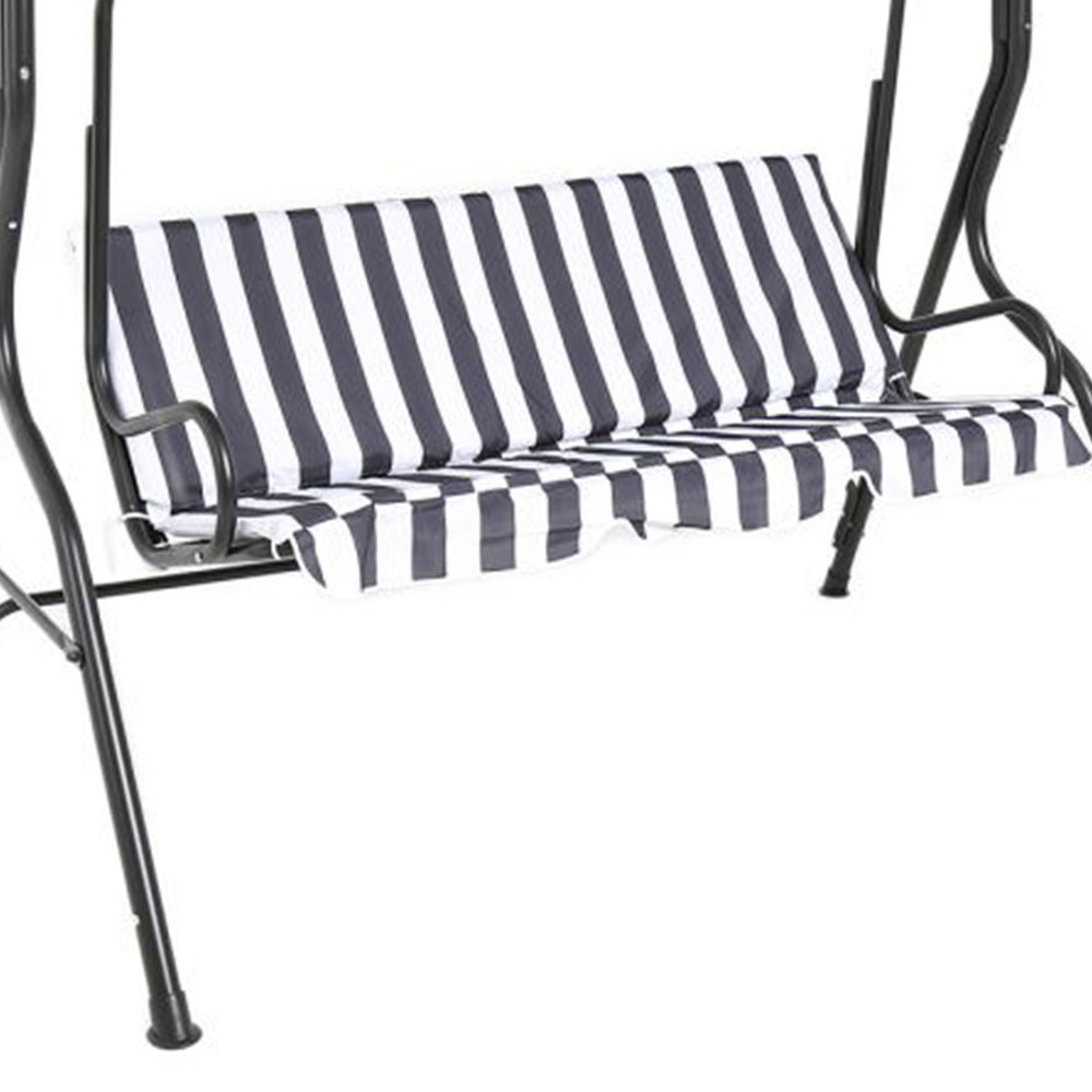 Charles Bentley 3 Seater Grey and White Garden Swing Seat Image 3
