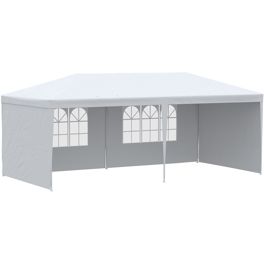 Outsunny 6 x 3m White Party Tent with Windows and Side Panels Image 2