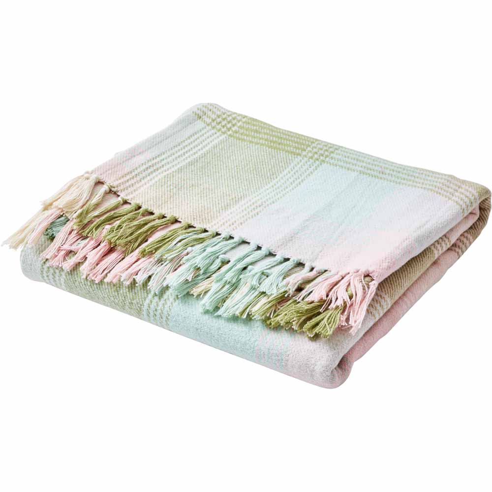 Wilko Check Throw With Fringe 170x130cm Wilko