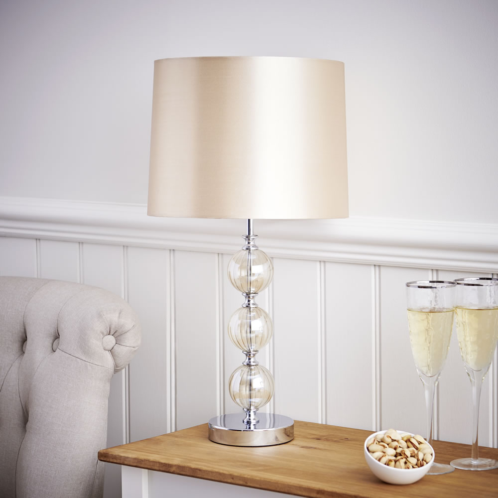Wilko Champagne Gold Glass Table Lamp Image 8