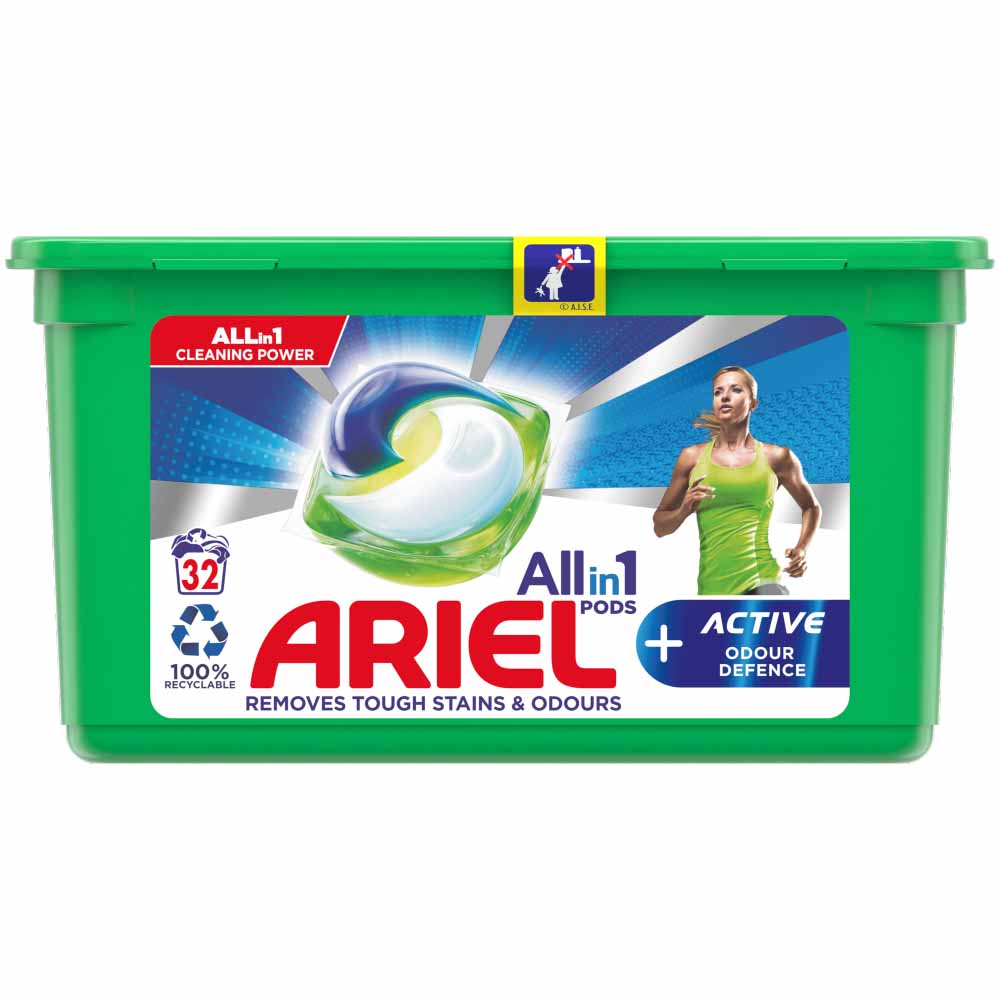 Ariel+ Active All-in-1 Wash Capsules 32 Wash Image 2