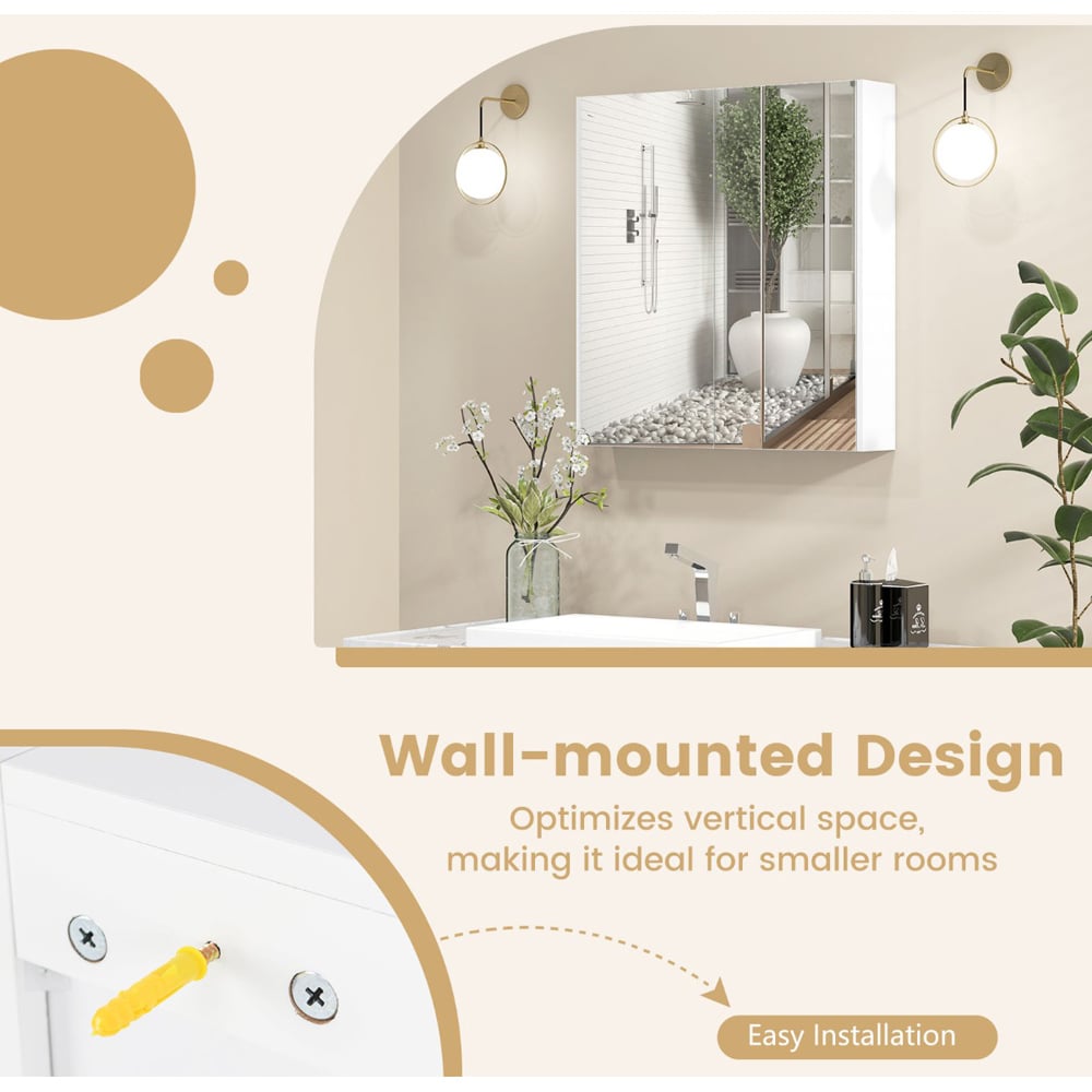 Costway 2 Door White Mirrored Cabinet Image 7