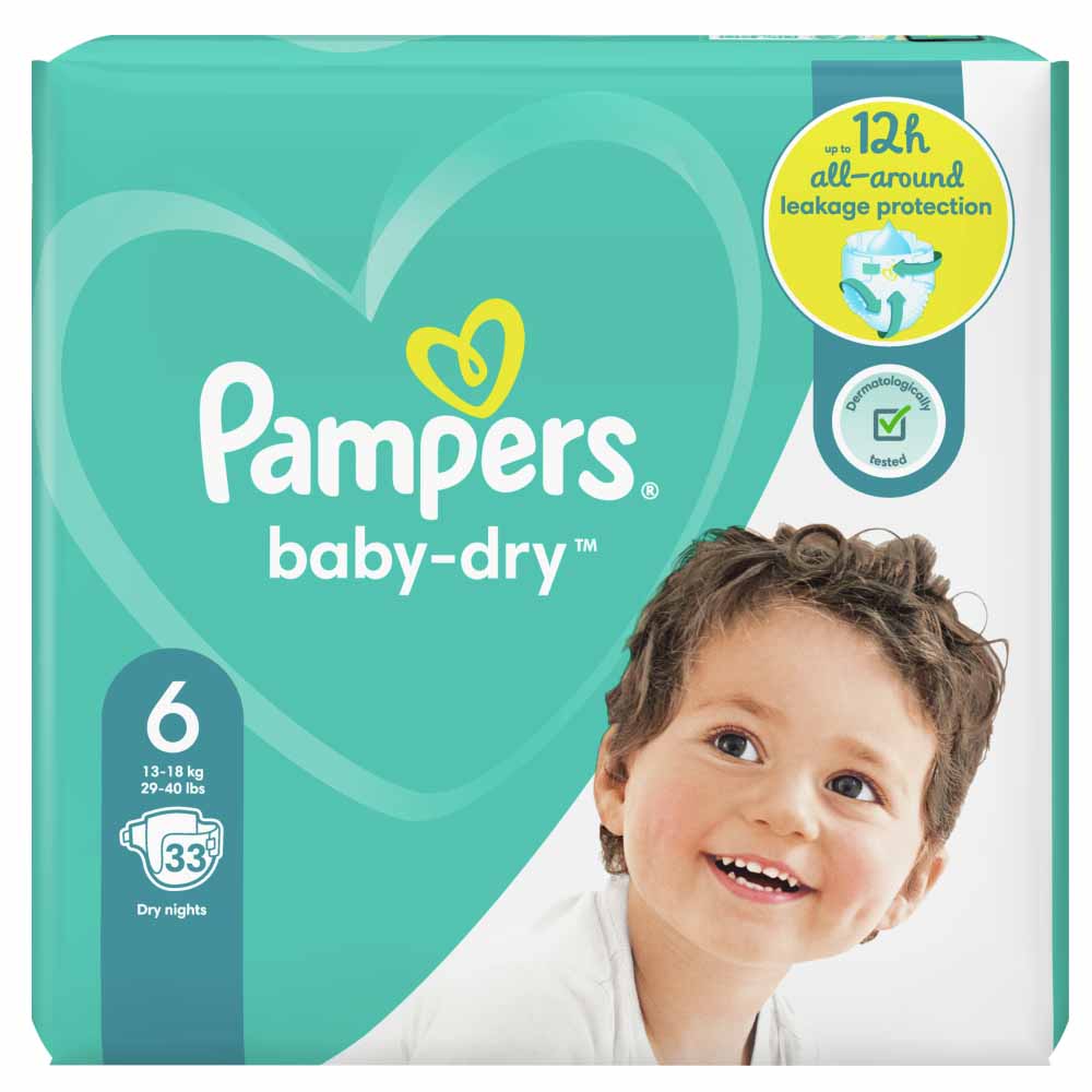 Pampers Baby Dry Nappies Size 6 (13-18 kg), 33 pack Image 1
