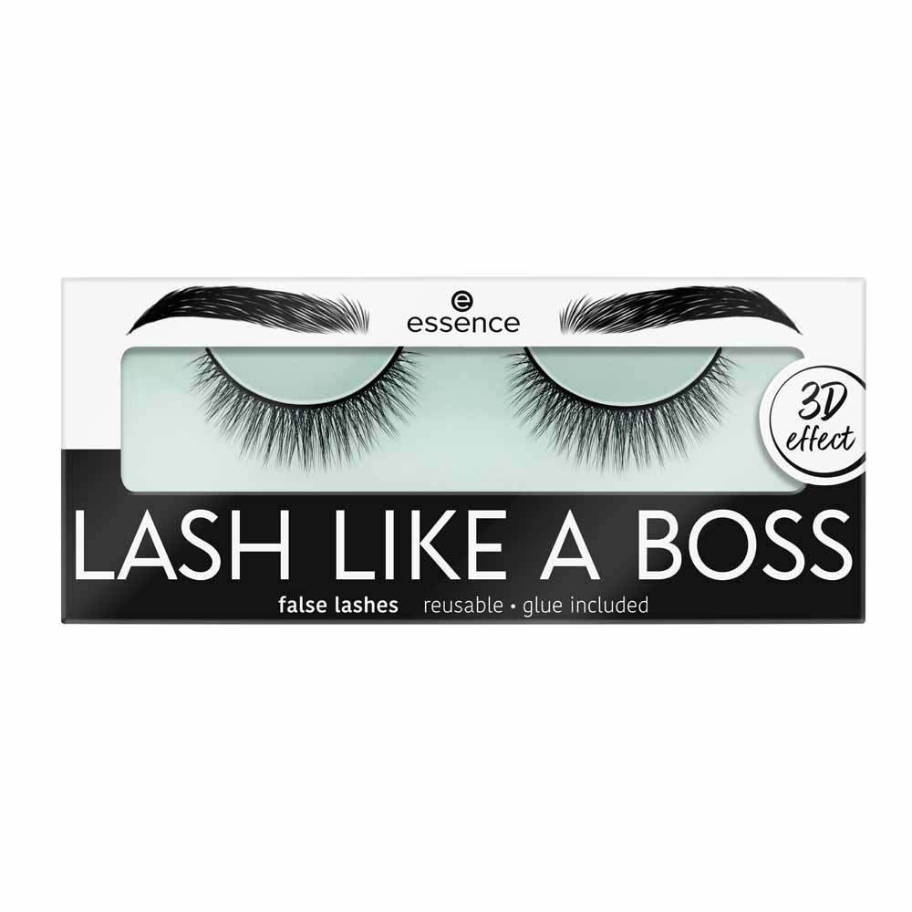 Essence Lash Like A Boss False Lashes 04  - wilko Give your eyes an ultimate 3D wow-effect with this like a boss false lashes by essence. The pack contains four easy to apply vegan versions of fake lashes included with lash glue makes sure that they stay in place. It has multiple layers that offer a realistic 3D effect to your eyes. Thanks to the flexible lash strip, they can be used not just once, but multiple times. The reusable lashes will take your eyes from natural to dramatic looking. Shade: 04. Essence Lash Like A Boss False Lashes 04