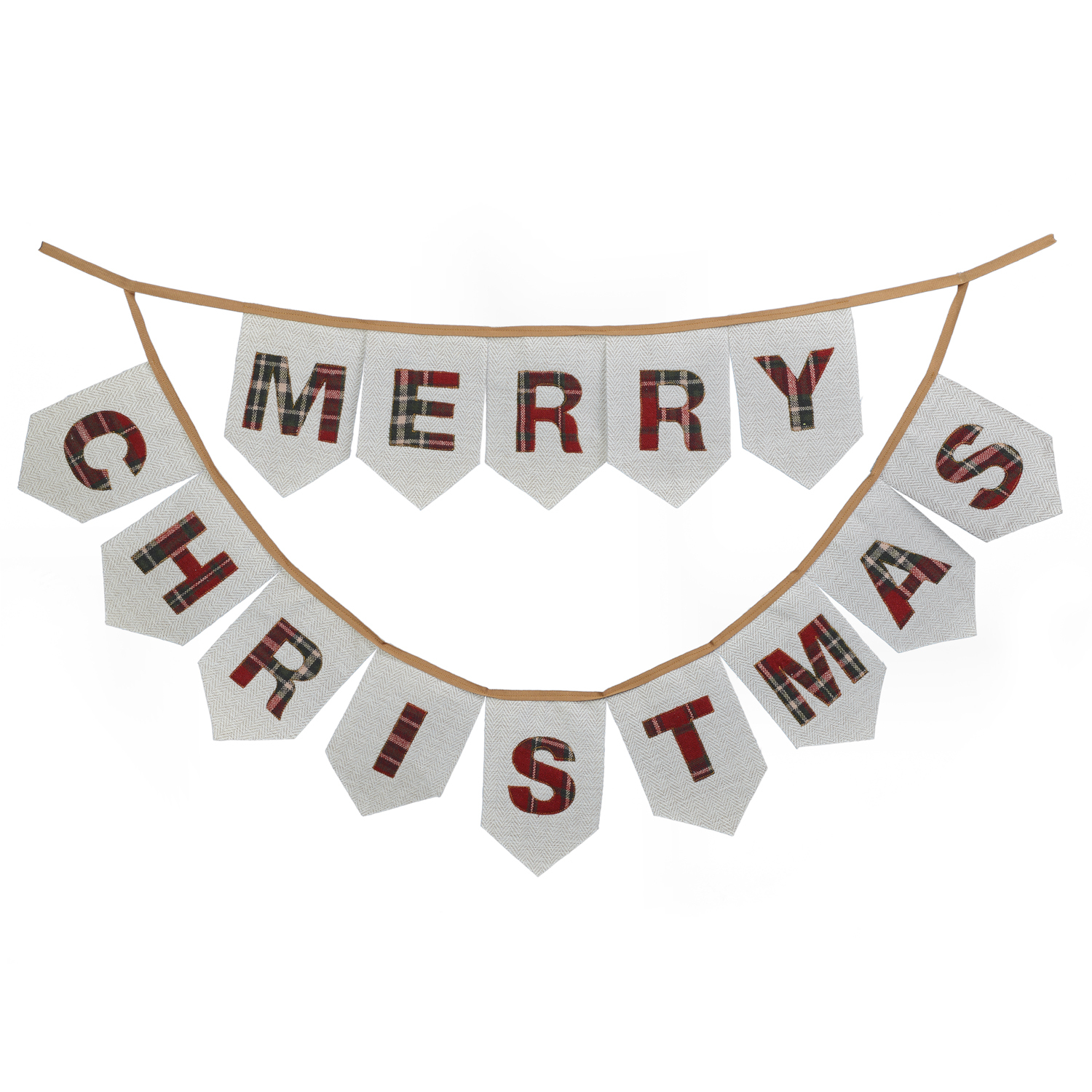 Merry Christmas Tartan Bunting Christmas Ornament Image