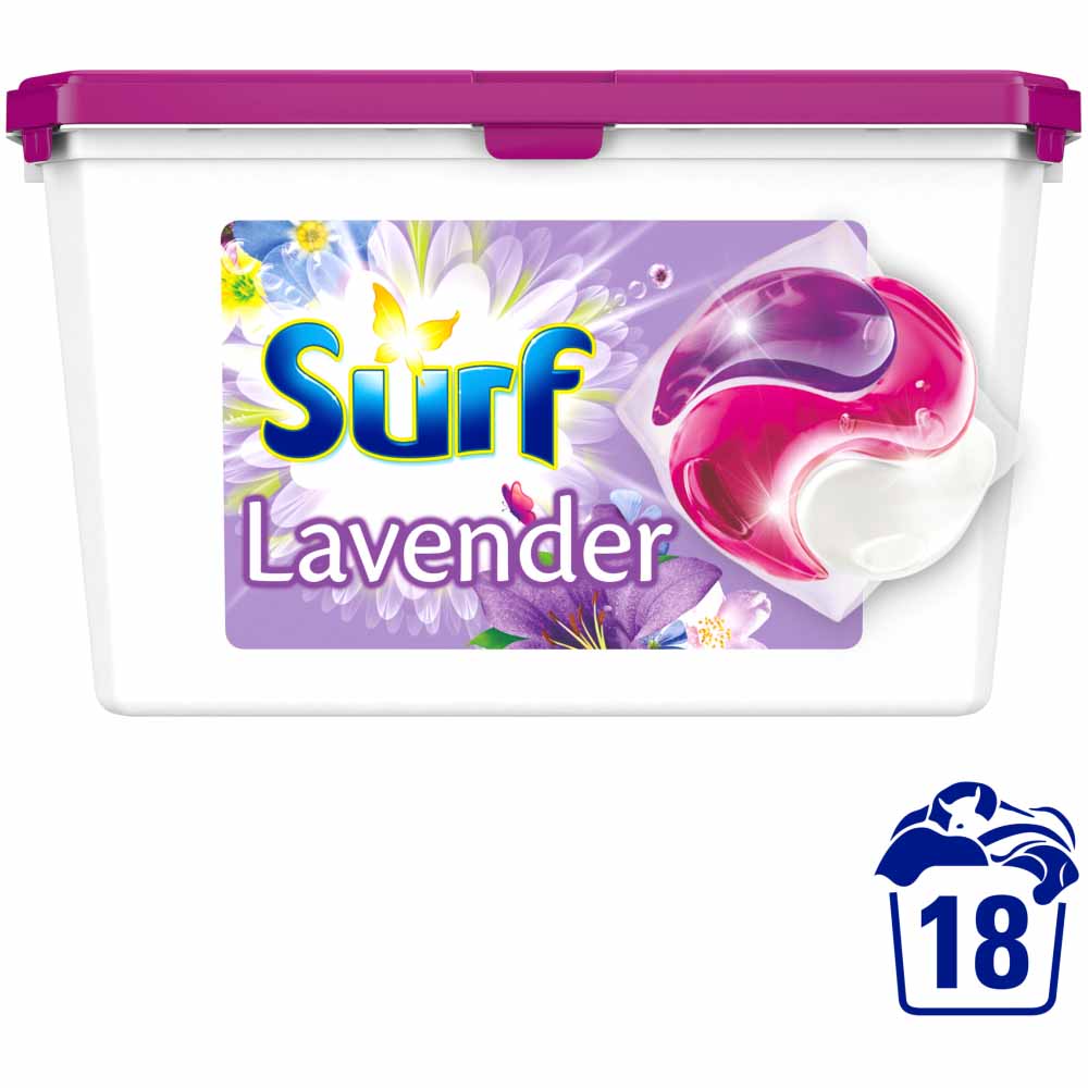 Surf 3 in 1 Lavender Laundry Washing Capsules 18 Washes Case of 3 Image 2