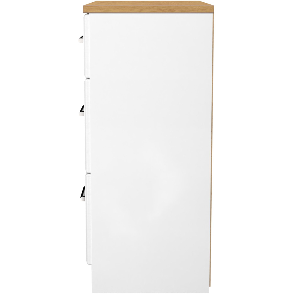 Crowndale Kent 3 Drawer White Ash and Modern Oak Deep Chest of Drawers Ready Assembled Image 3