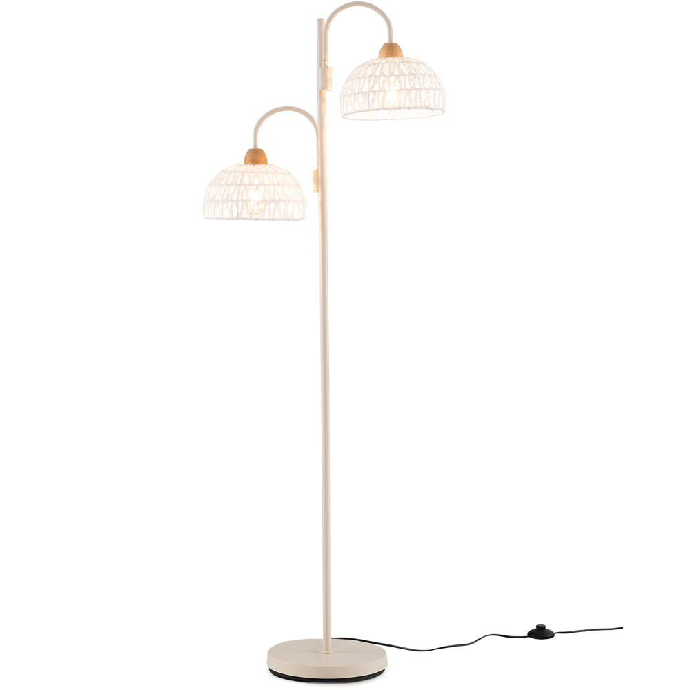 Costway 2 Light White Woven Shade Floor Lamp with Foot Switch Image 1