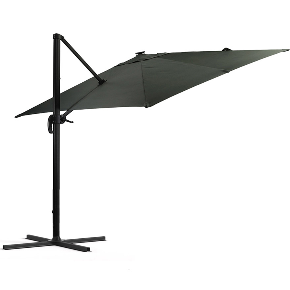 Living and Home Dark Grey Square LED Rotatable Cantilever Parasol with Base 3m Image 3