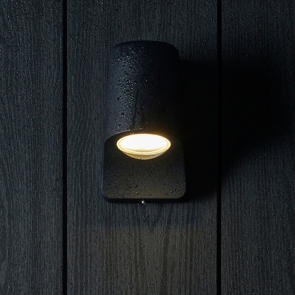 Merano Verona Matt Black Frosted Glass Modern Outdoor Wall Lamp Image 4