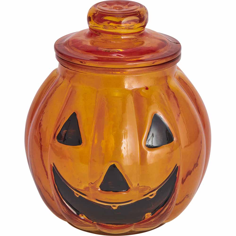 Wilko Pumpkin Glass Storage Jar Image 1