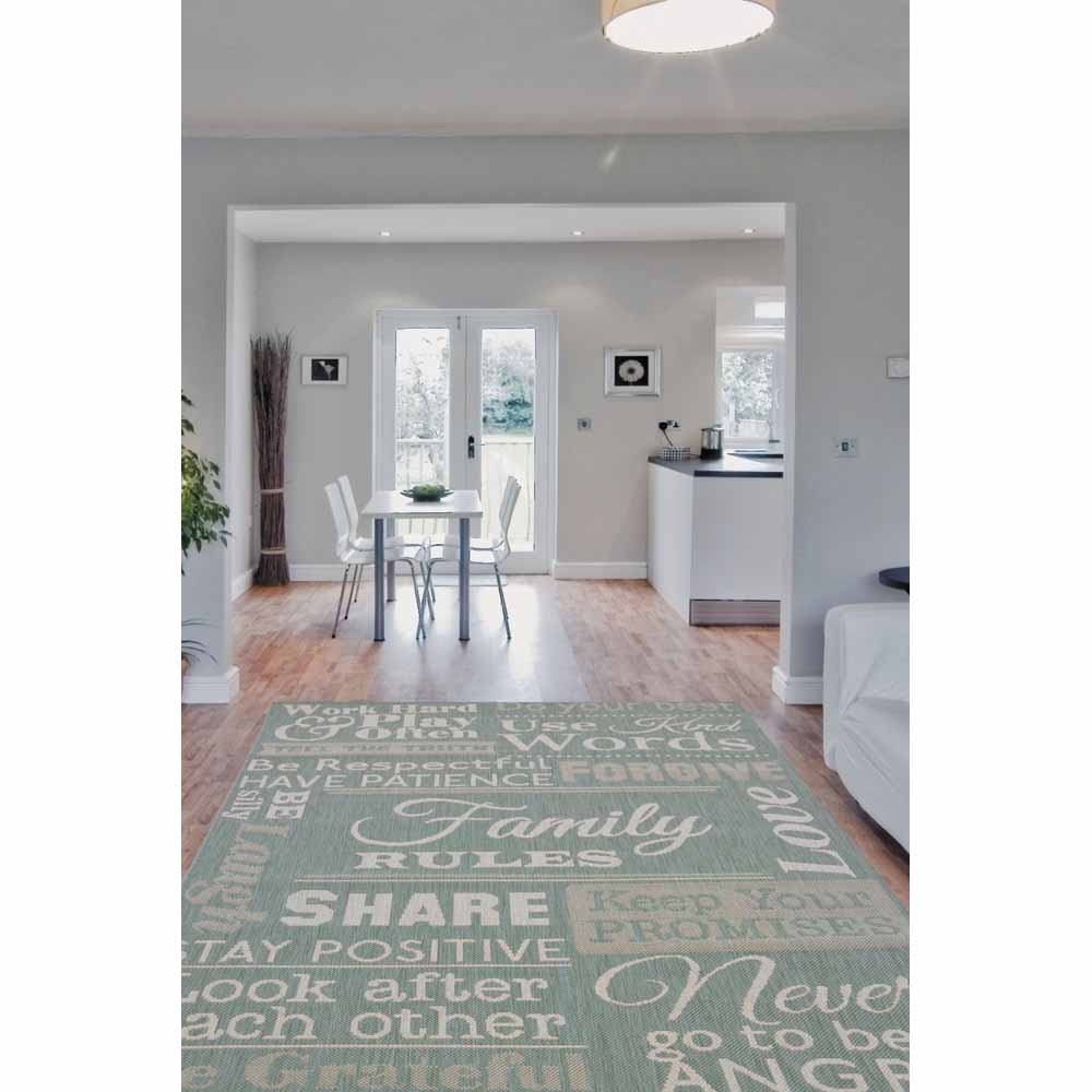 Textiles County Words Rug Duck Egg 120 x 170cm Image 4