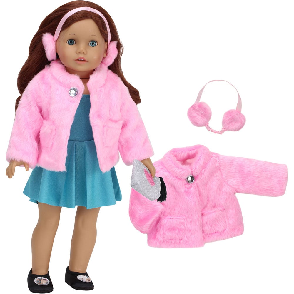 Teamson Kids Pink Fur Coat and Earmuff Headband Image 3