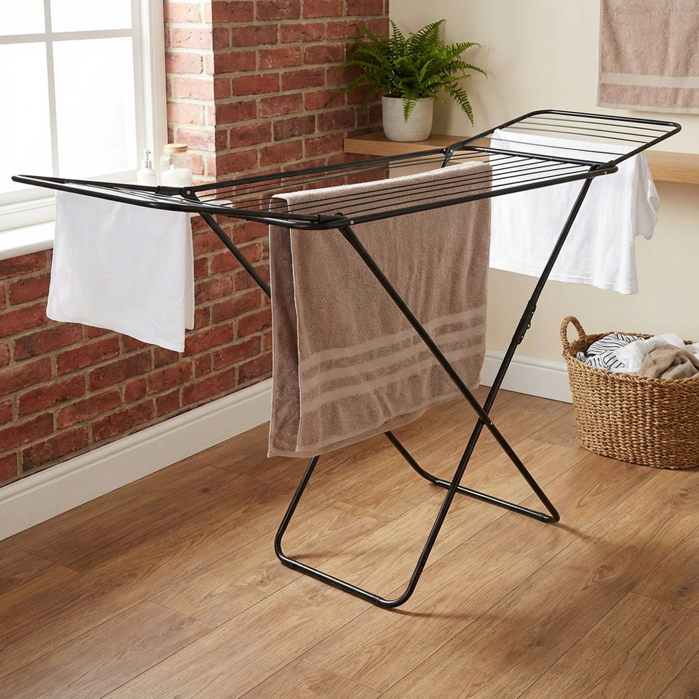 Living Solutions Wire Clothes Airer 18m - Black Image 4