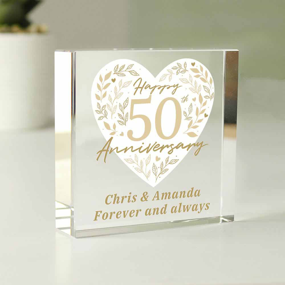 Personalised Memento Personalised 50th Golden Wedding Anniversary Crystal Token Image 3