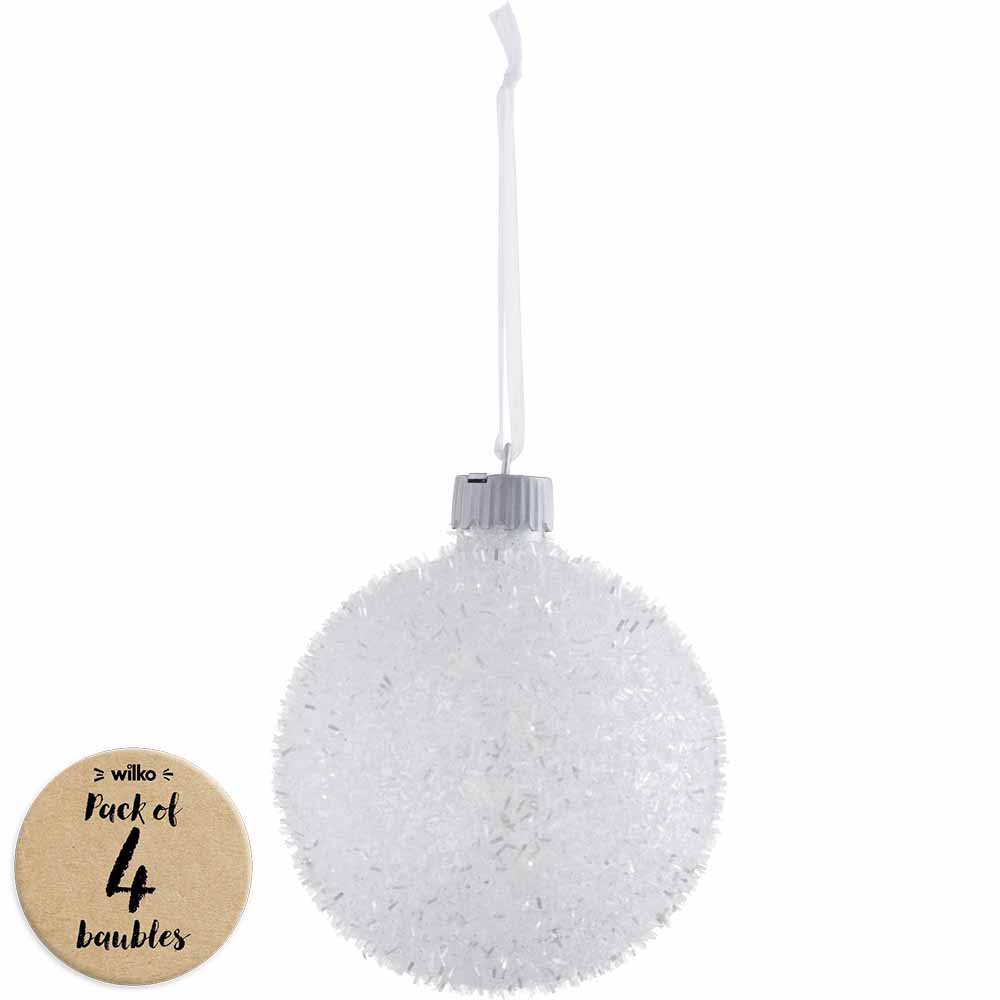 Wilko Magical Frosty White LED Christmas Baubles 4 Pack Image 1