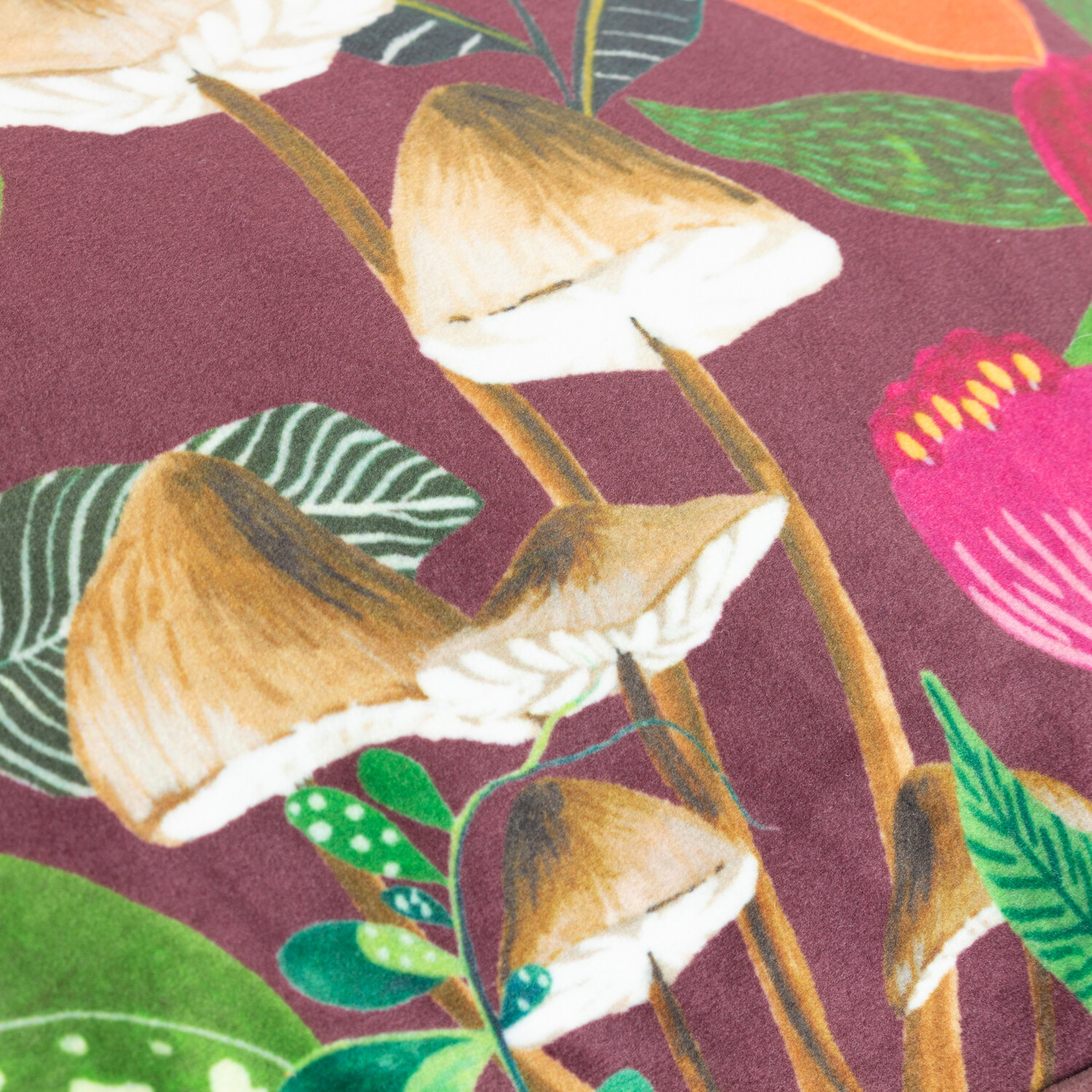 Wild Garden Mushroom Cushion - Plum Image 4