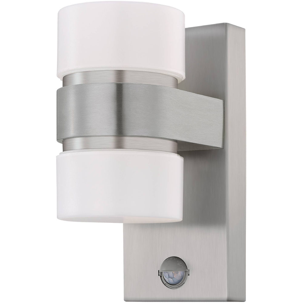 EGLO Atollari LED 2 Light Silver Exterior Sensor Wall Light Image 1