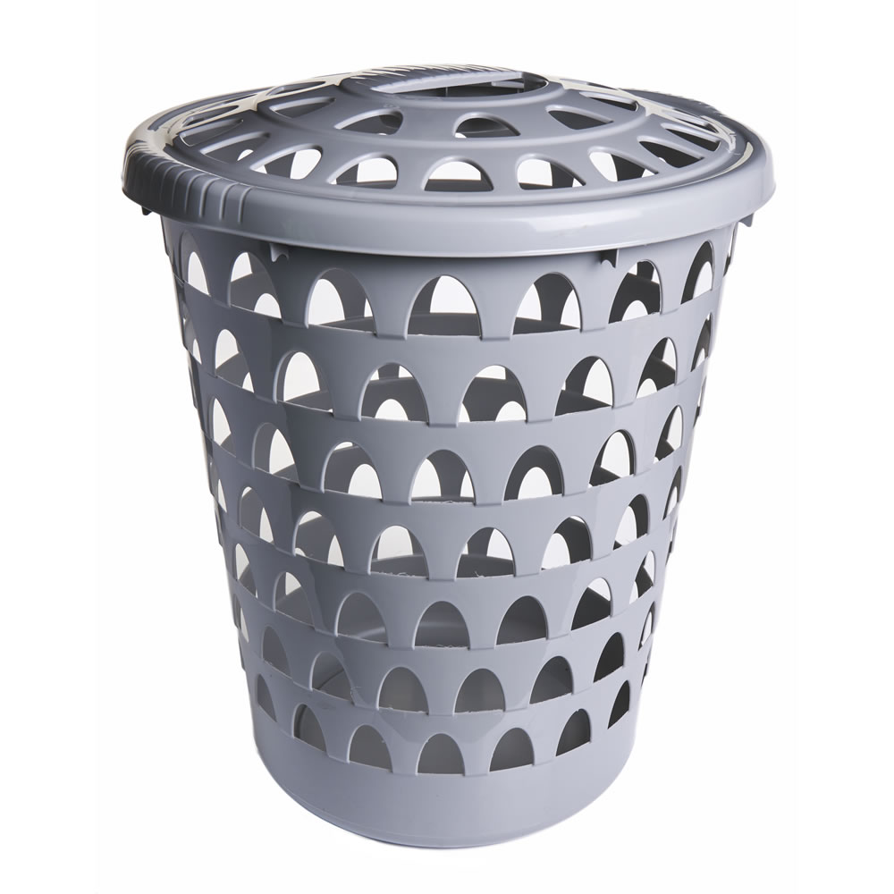 Wilko Grey Laundry Basket with Lid Image