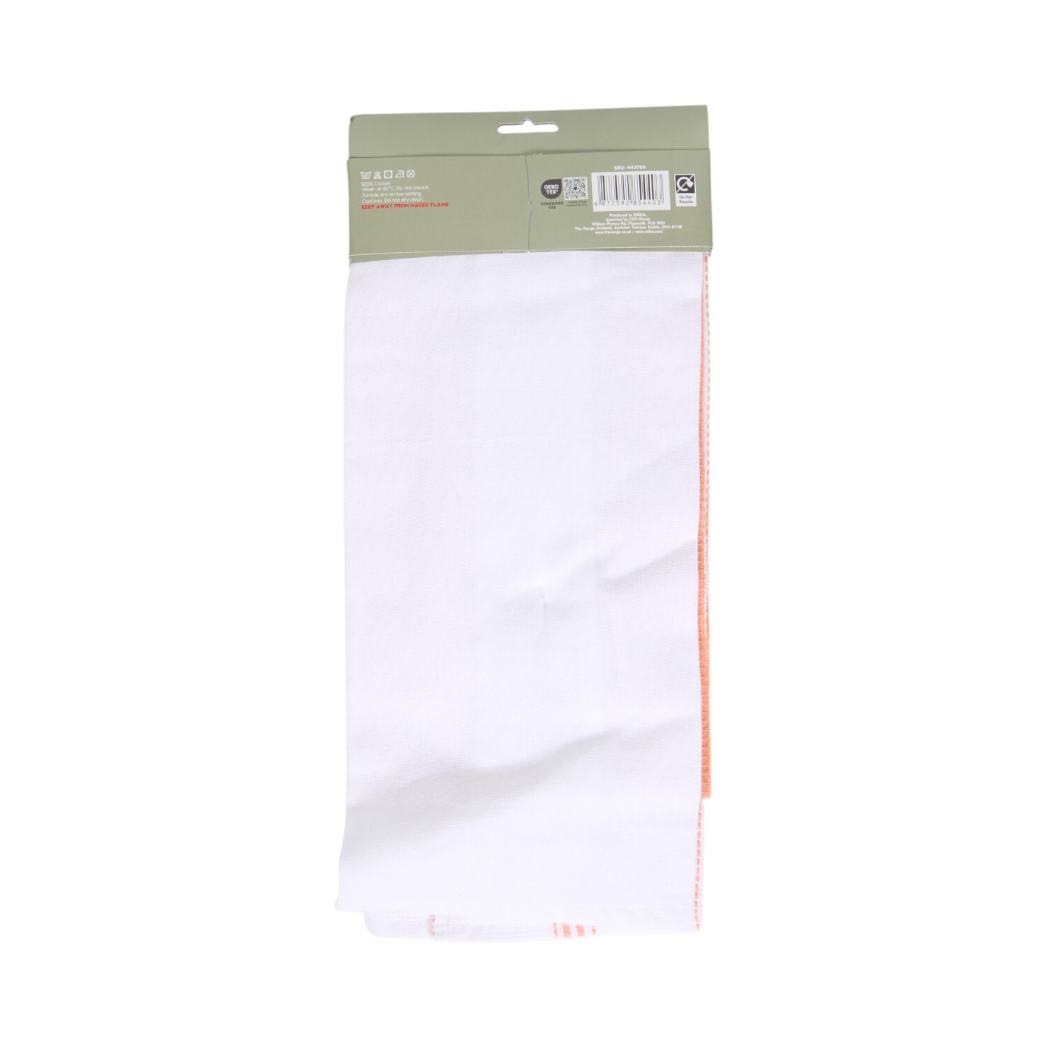 Pack of 3 Sweet Peach Tea Towels White and Peach Image 2