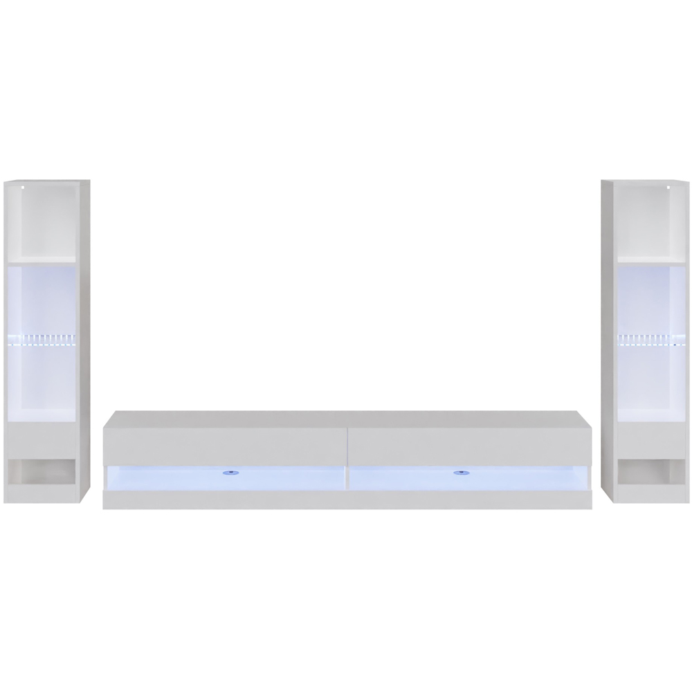 GFW Galicia 10 Shelf White Wall Mounted LED Full Media Set Image 2