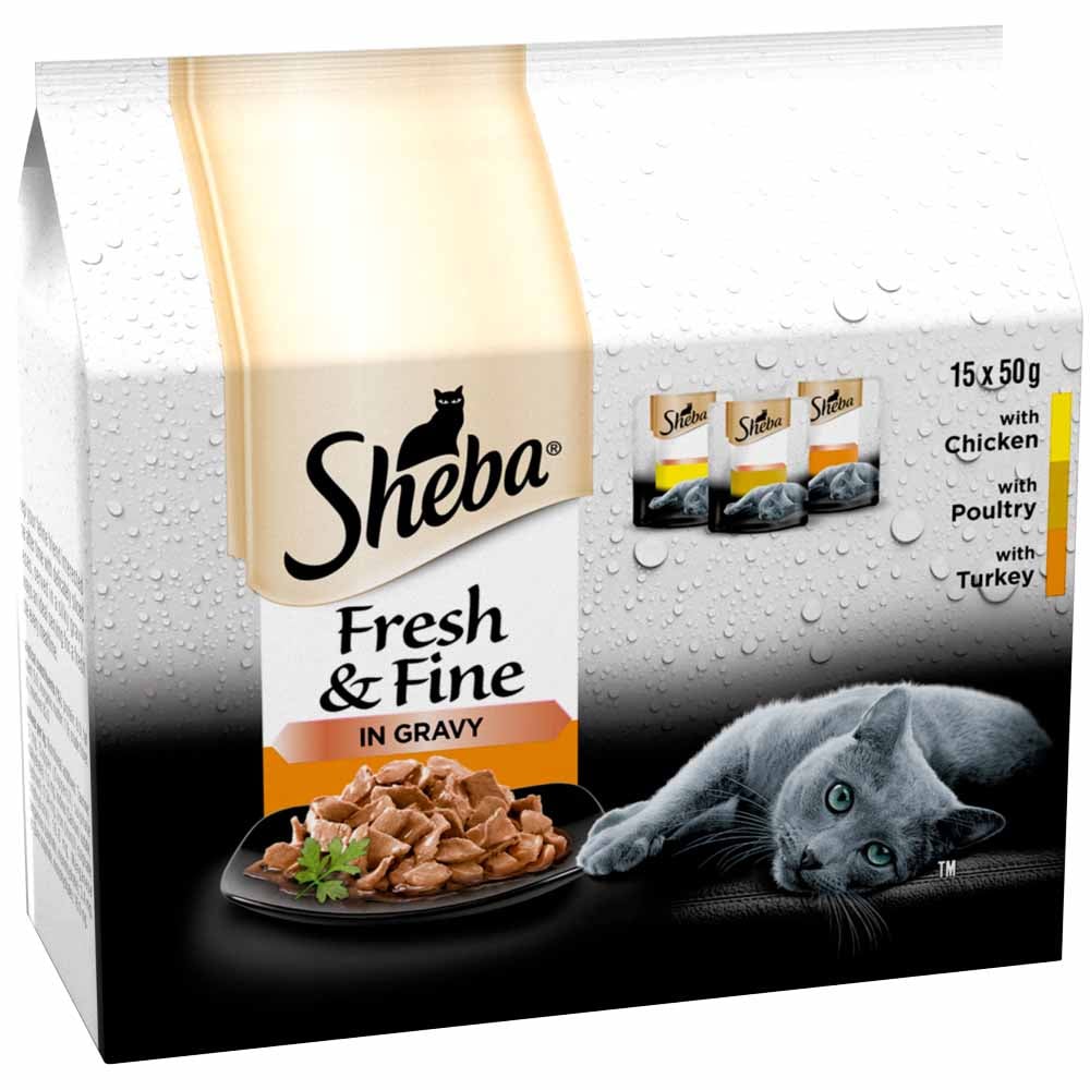 Sheba Fresh and Fine Poultry in Gravy Wet Cat Food Pouches 50g Case of 3 x 15 Pack Image 4