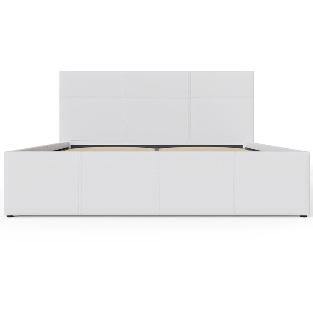 GFW King Size White Faux Leather Side Lift Ottoman Bed with Bonnell Mattress Image 6
