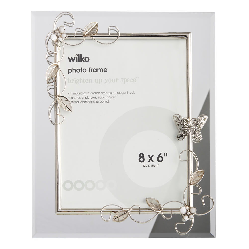 Wilko Silver Butterfly Detail Photo Frame 8 x 6 Inch Image 1