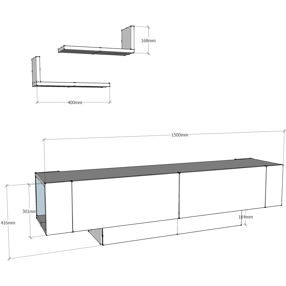 Decorotika Matera 2 Wall Shelf Walnut and White TV Unit Image 4