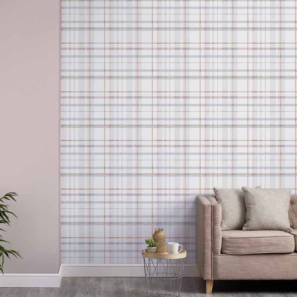 Wilko Country Check Rose Gold Wallpaper Image 2