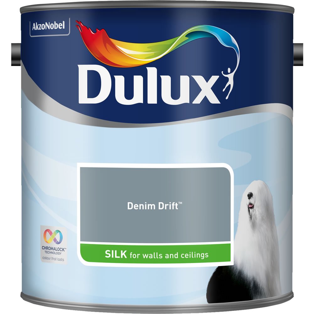Dulux Walls & Ceilings Denim Drift Silk Emulsion Paint 2.5L Image 2