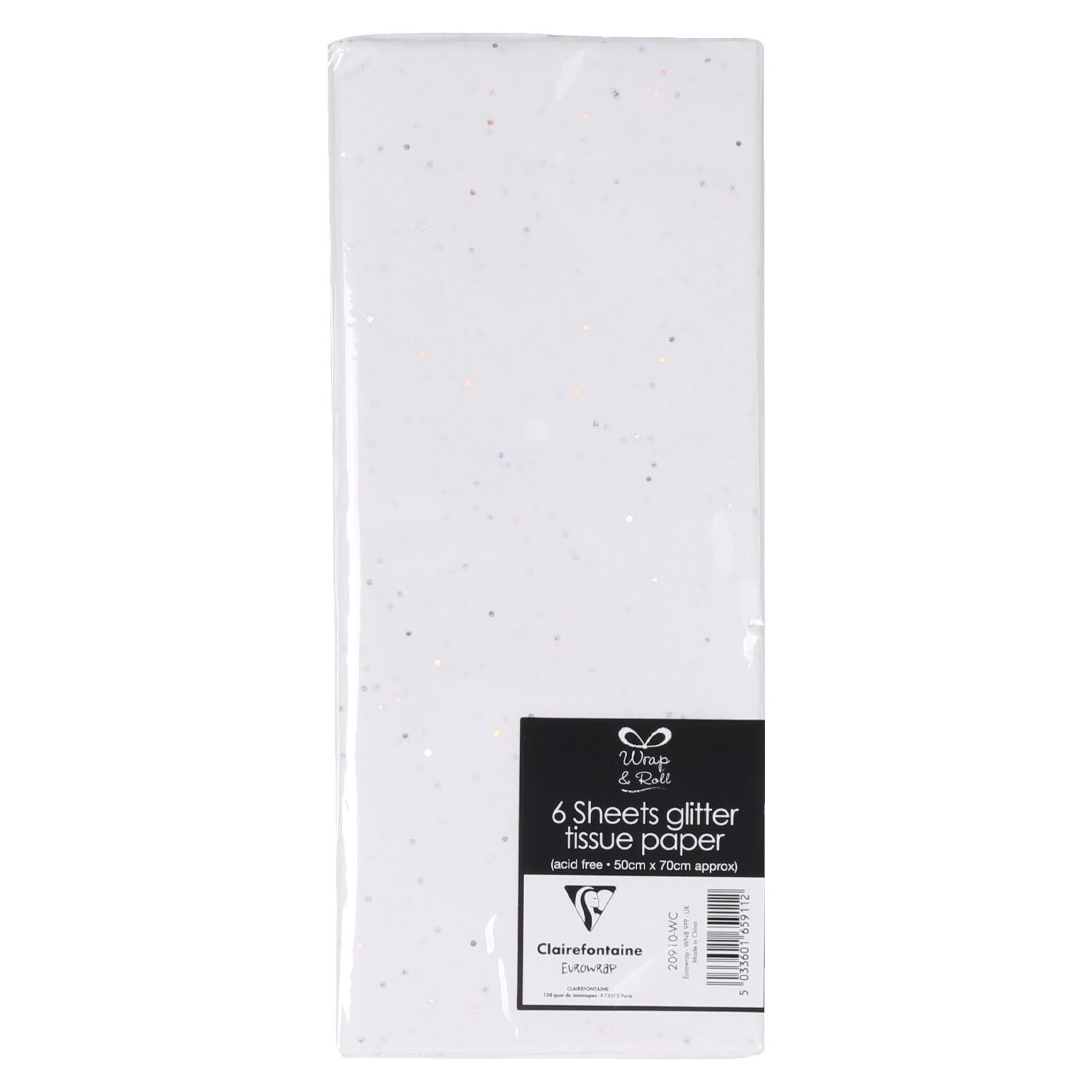 Pack of 6 Glitter Tissue Paper Sheets - White Image